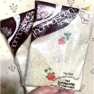 Vintage Pillowcase Lot Thomaston New Era Floral Roses USA Standard 2 packs of 2